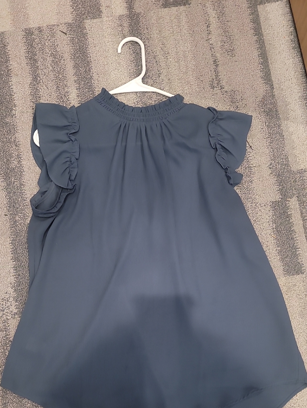 LOFT Dusty Blue Ruffle Sleeve Mock Neck Top